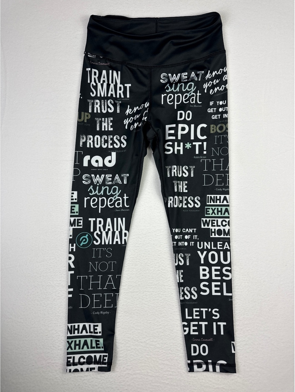 Popactive Peloton Black Graphic Print Leggings Size Large